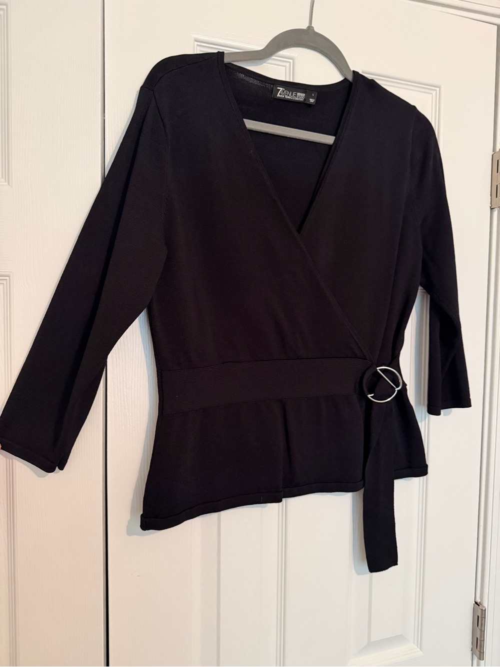 Black V Neck Long Sleeve Top